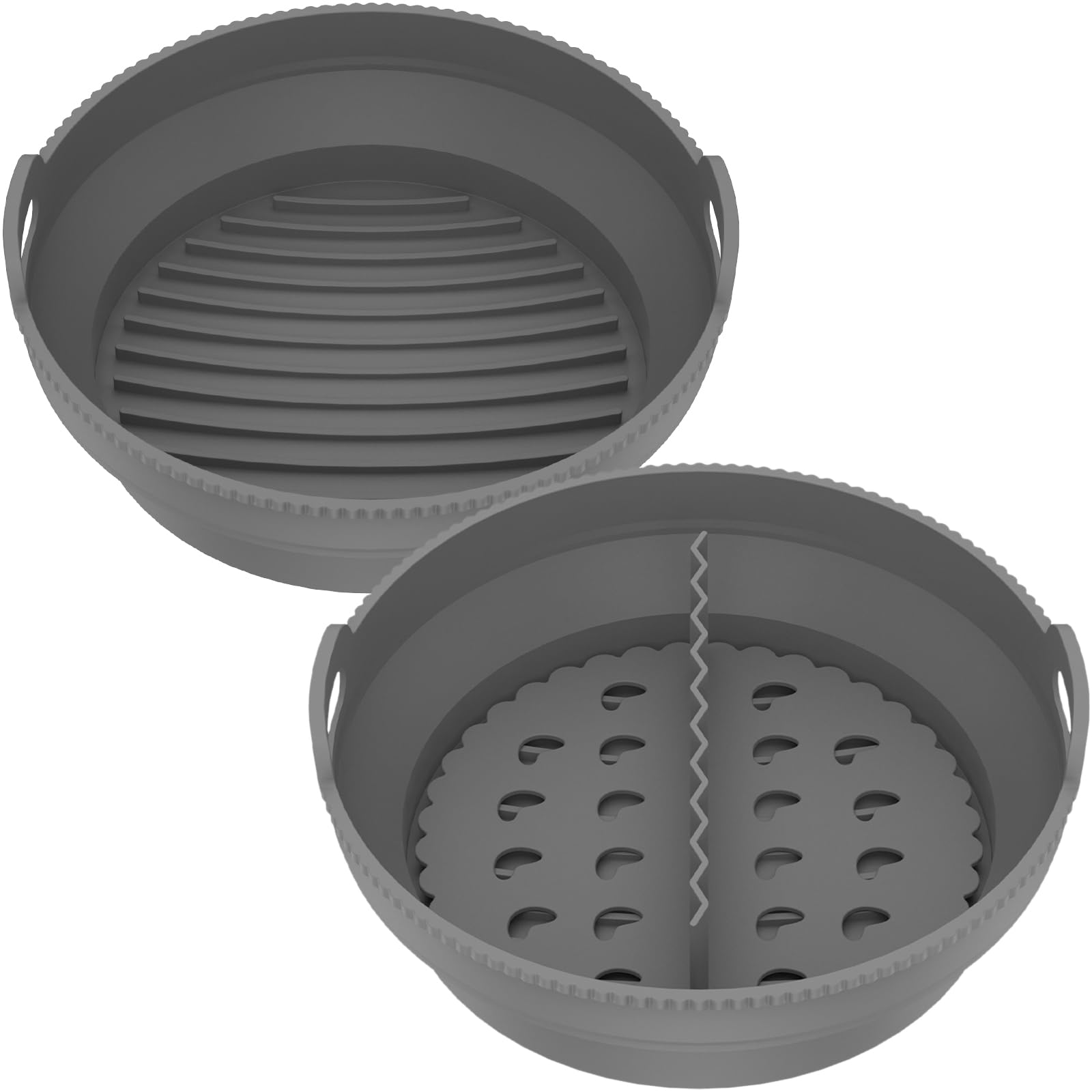 2 Pack Air Fryer Silicone Liners Reusable Air Fryer Basket Liners with Divider Pad Air Fryer Oven Microwave
