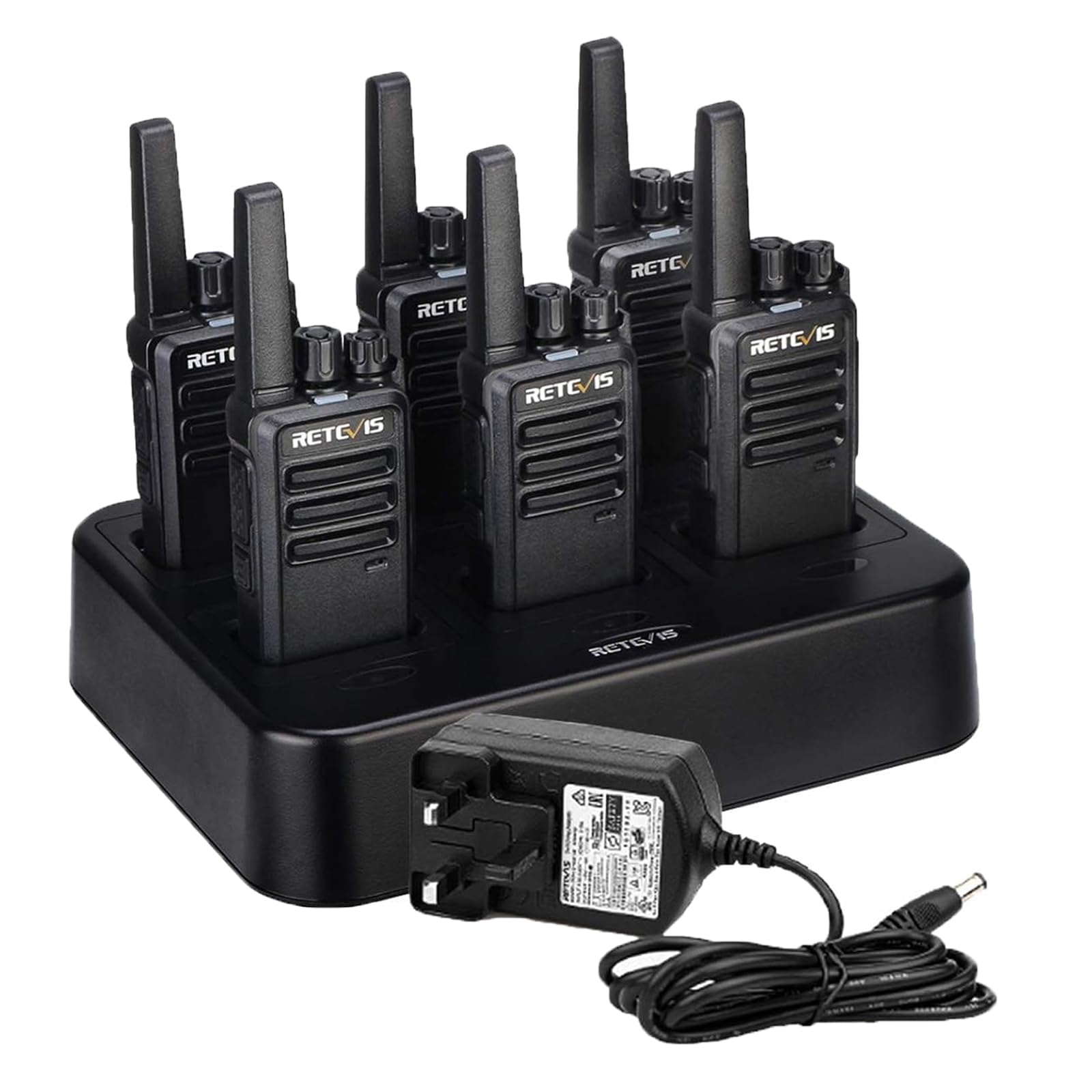 Retevis RT668H Walkie Talkies, 2 Way Radio with Screen, Long Range Walkie Talkies with 6 Way Charger, Rechargeable Radio Communication, PMR446 License Free for School, Security(6 Pack, Black) — view 10