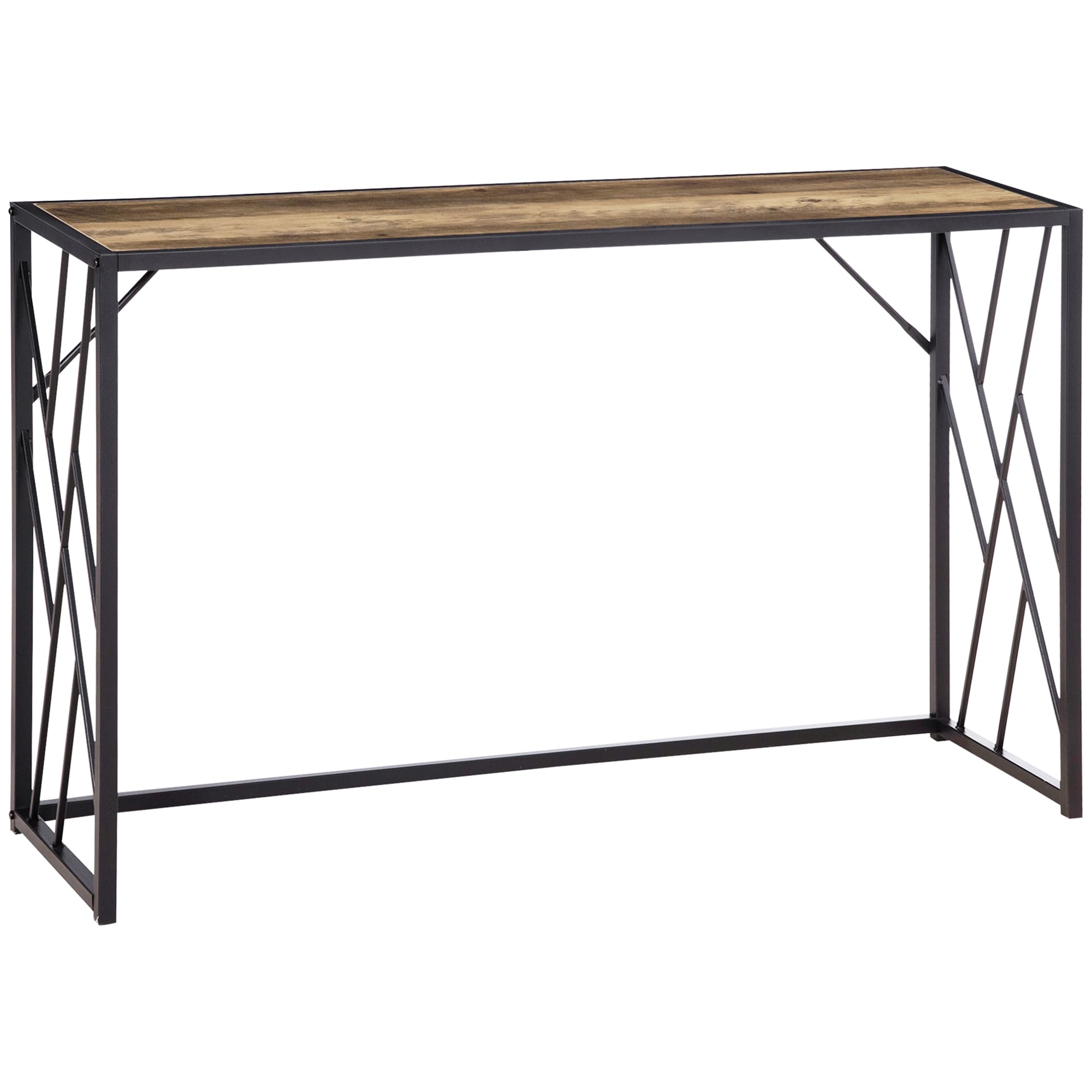 HOMCOM Konsolentisch mit Stahlbeine Flurtisch 120 x 35 x 75 cm Braun