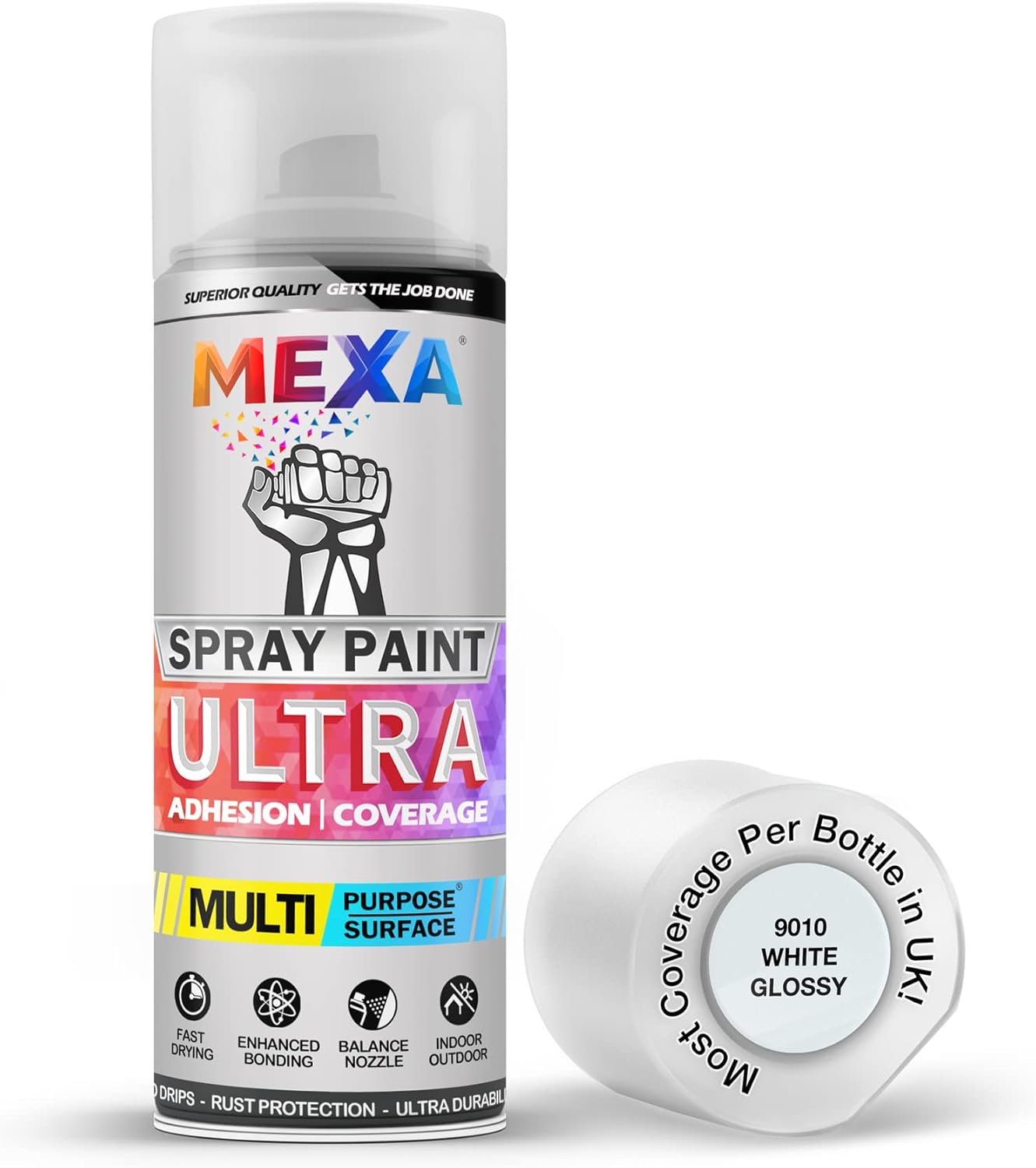 Buy Mexa Spray Paint 400 ml White Glossy Adhesion Hyper Coverage