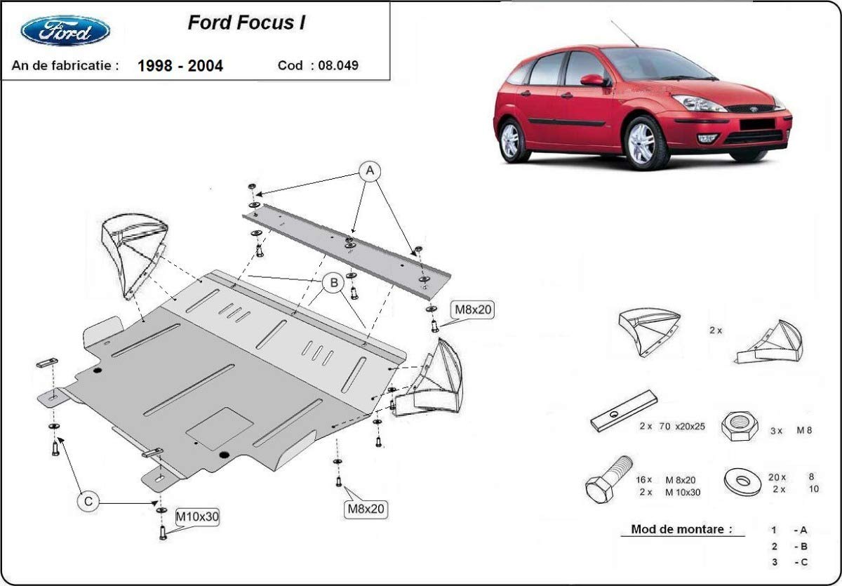 Protección de motor metálica compatible con Ford Focus 1