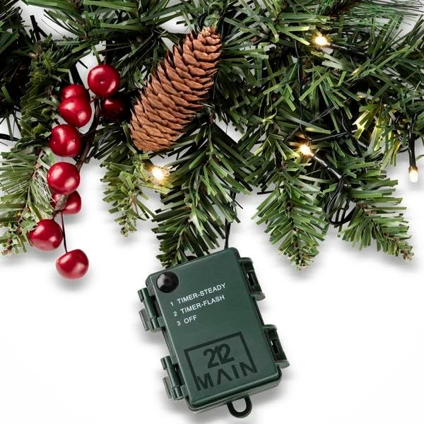 Miniatura 3 de Guirnalda de abeto de madera de crestwood de Navidad de 9 pies con luces LED blancas cálidas a pilas