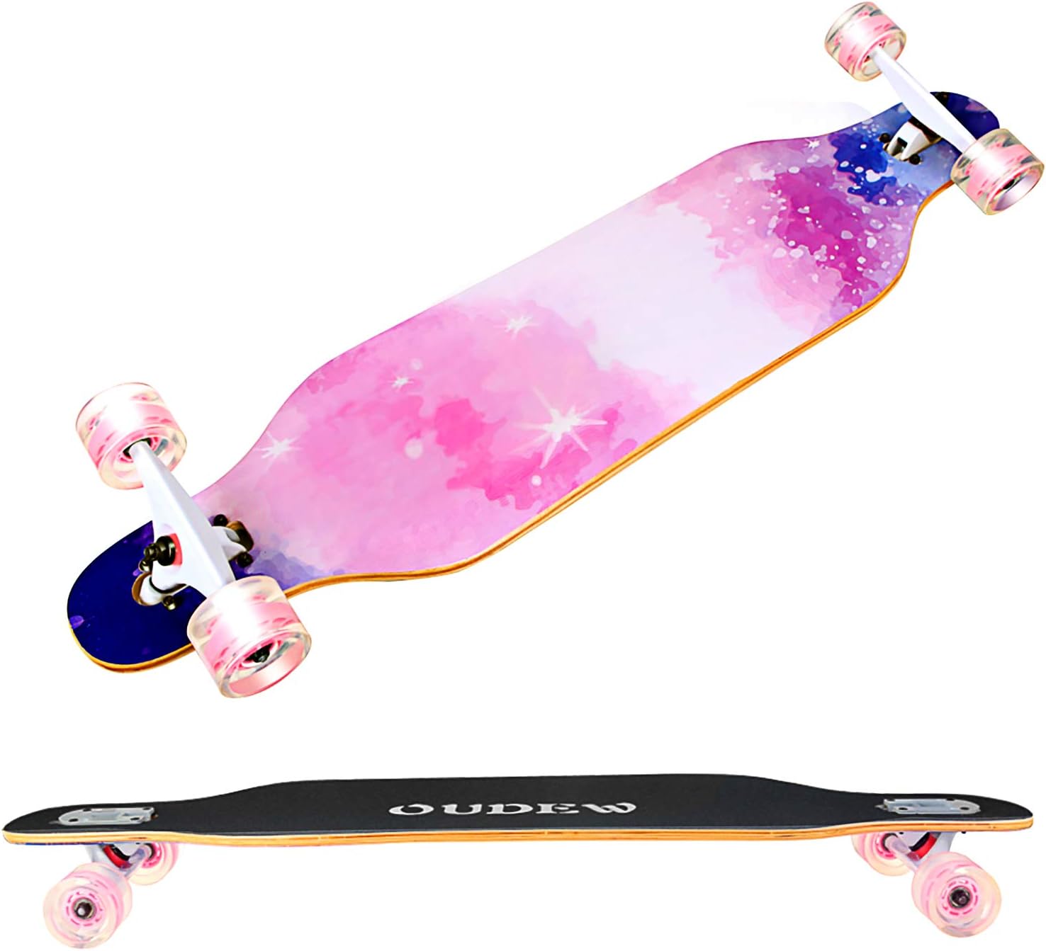 Longboard Skateboard, 41 Inch 8 Layer Canadian Maple Drop Through Longboards for Kids Boys Girls Youths Beginners.