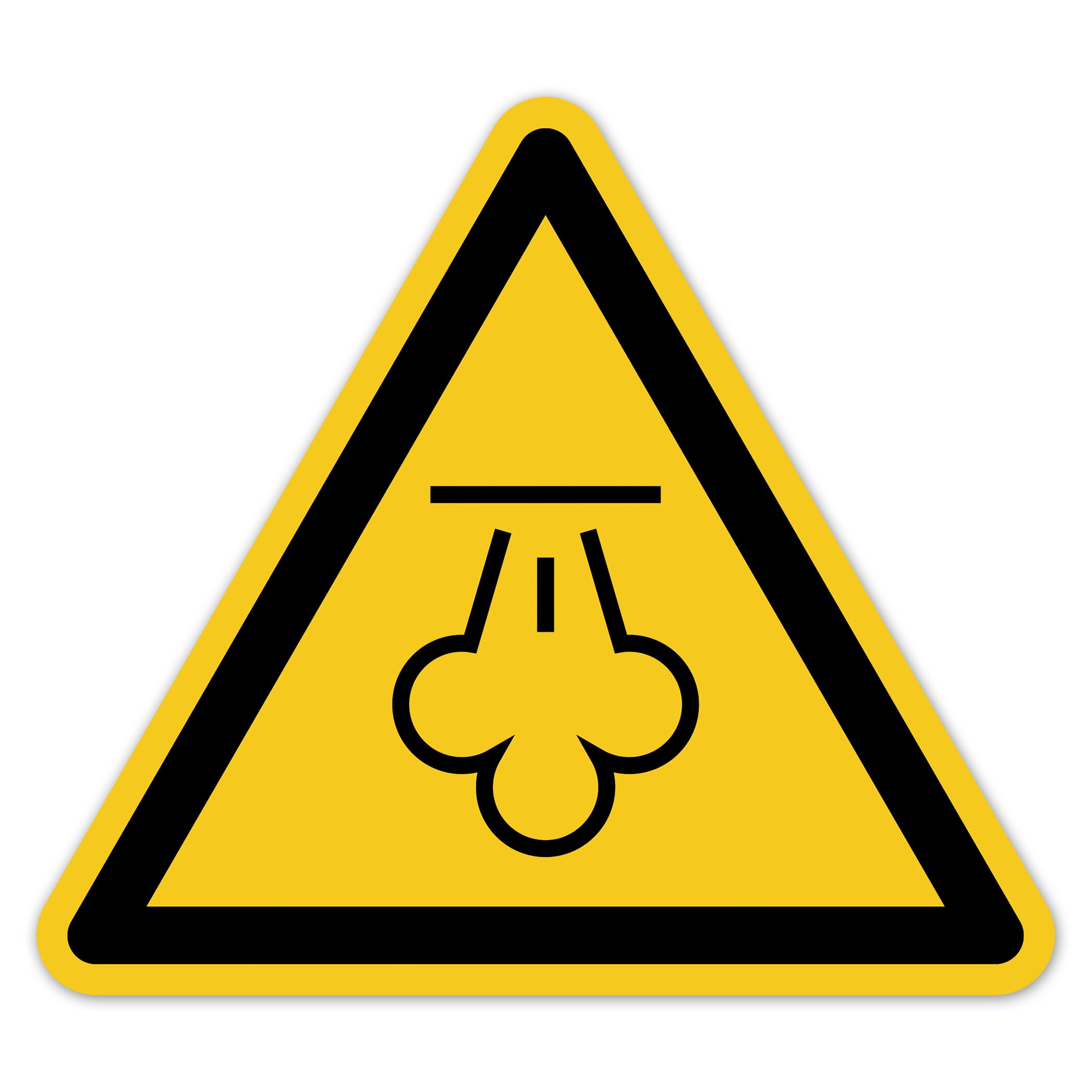 Señal de advertencia de vapor caliente según DIN EN ISO 7010 ASR A1.3 W080 símbolo de advertencia – Adhesivo de advertencia para superficies calientes, línea de vapor, industrial, maquinaria