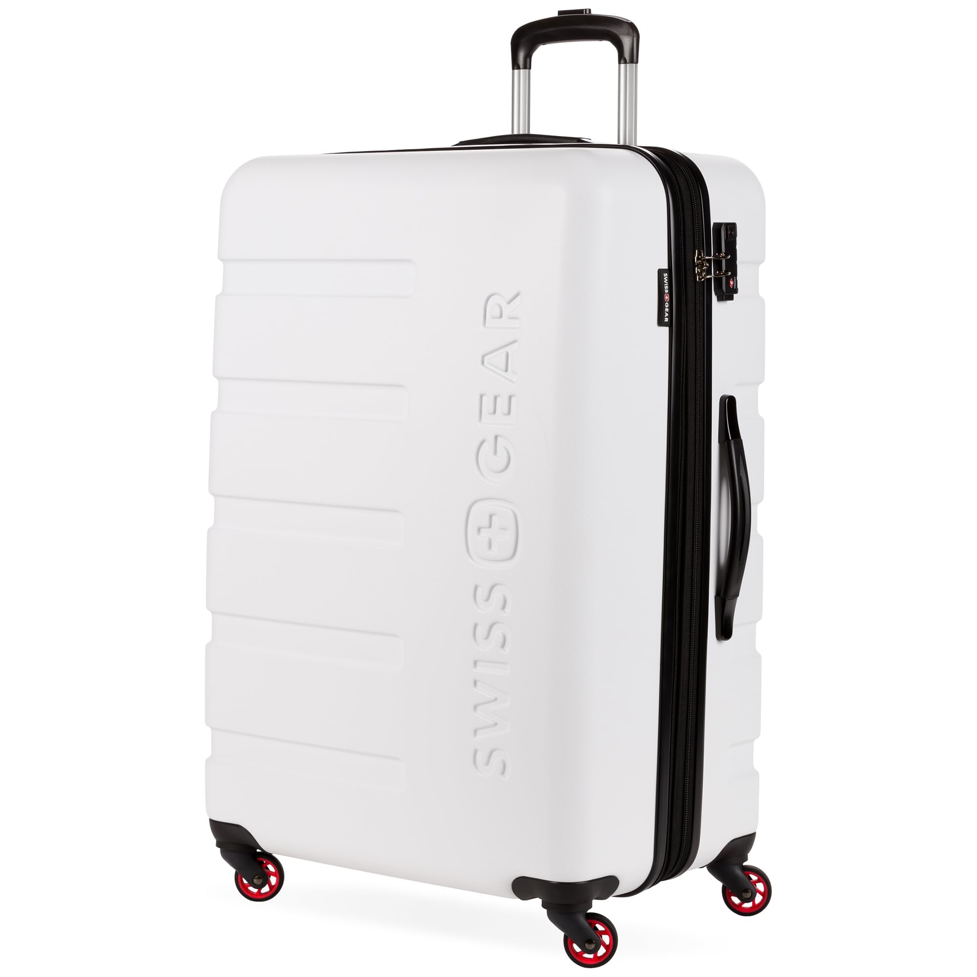 SwissGear 7366 Hardside Expandable Luggage with Spinner Wheels, White, Checked-Large 27-Inch