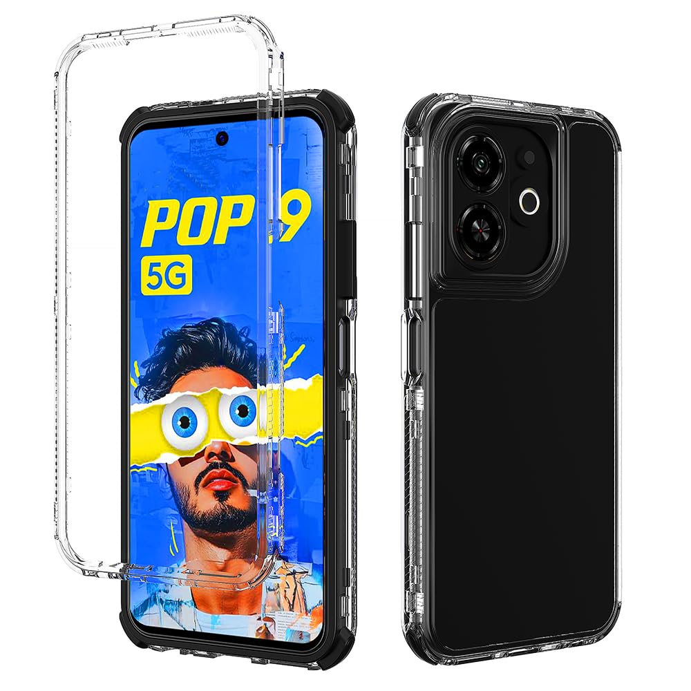 Compatible with Tecno Spark Go 2025 Case Cover,3-in-1 Drop-Proof and Shock-Absorbing Compatible with Tecno Spark Go 1 1s KL4h Phone Protective Case Black