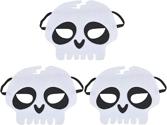 yeesport 3pcs Halloween Felt Masks for Kids - Party, Cosplay, Half Masks Skeleton Head Skeleton