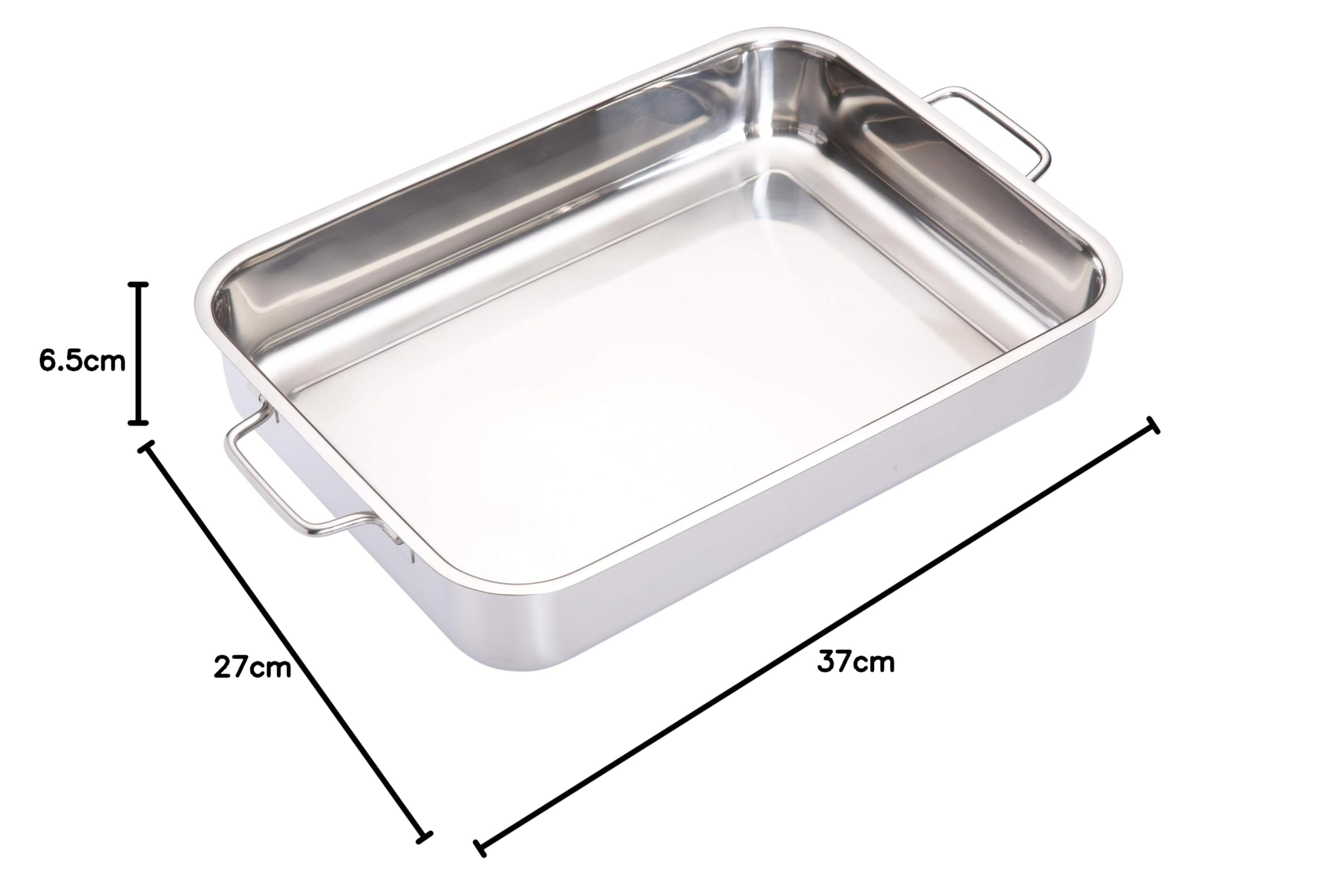 MasterClass Fuente de Acero Inoxidable Profunda con Asas Plegables y Diseño Compatible con Placas, 37 x 27 x 6.5cm