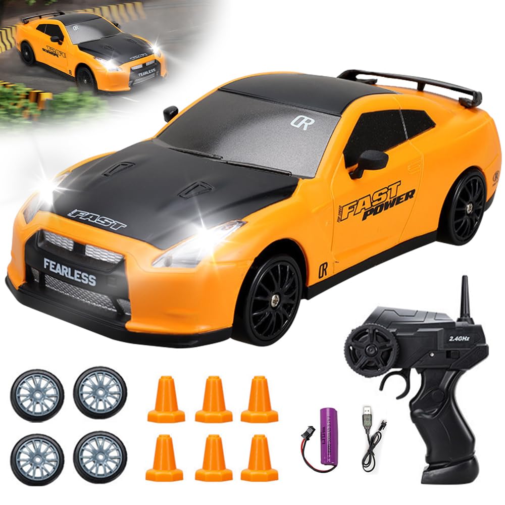 Mineup Coche Teledirigido, 1:24 RC Drift Coche, 2,4GH Car Vehículo De Alta Velocidad, Carreras Drifting, Coche De Carreras De Control Remoto, Coches Teledirigidos, Vehículo Radiocontrol Para Niños Y N
