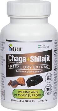 Sayan Mushroom Power Immune Boost Bundle - Chaga with Shilajit & 7 Mushroom Extract Capsules - Mushroom Supplement for Immune Support, Energy, and Antioxidant Defense (90 Capsules Each)