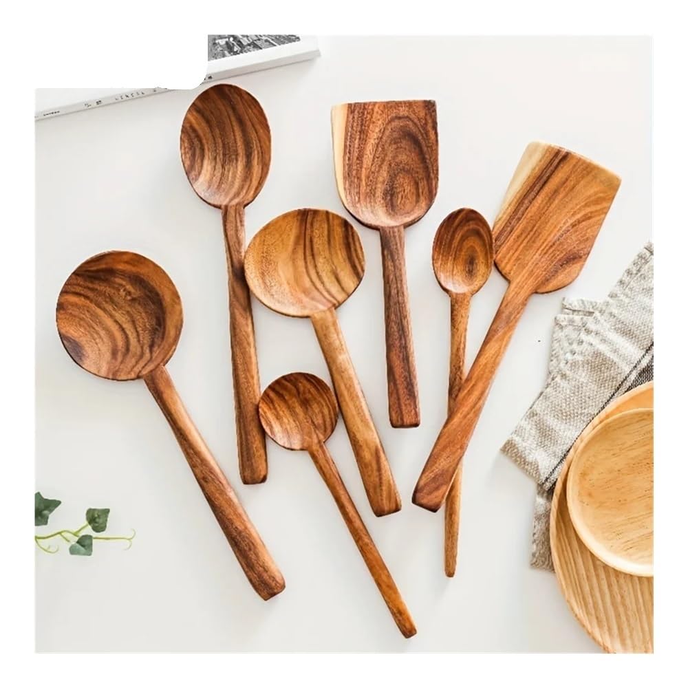 Thailändischer Pfannenwender aus Holz, antihaftbeschichtet, Kaffeelöffel, Kochen, Holz, Küchenutensilien-Set