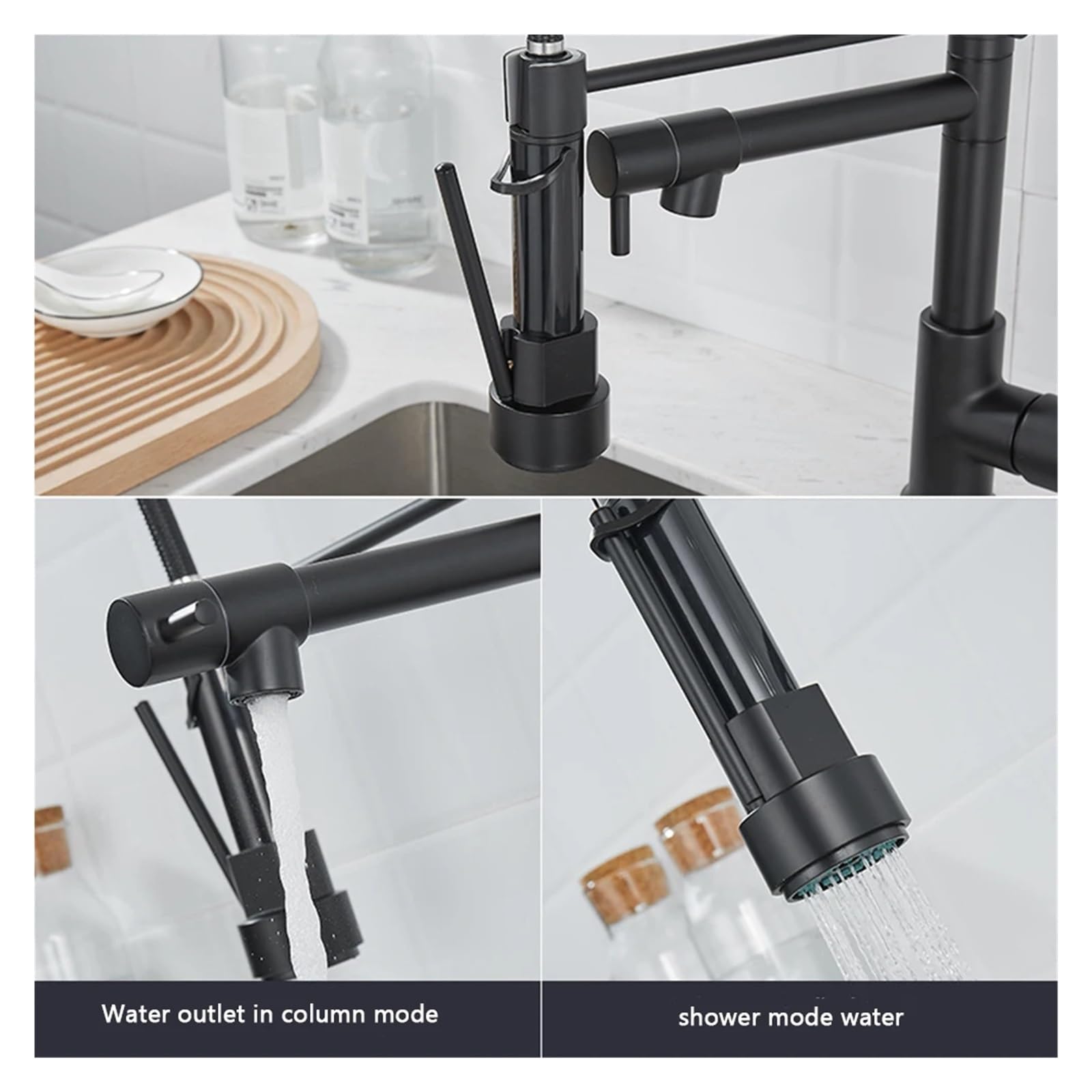 Obrotowy o 360° kran kuchenny wyciągany opryskiwacz bateria mieszająca ciepła i zimna woda kran elastyczny wąż nowoczesny design do zlewu kuchennego łatwa instalacja wykończenie