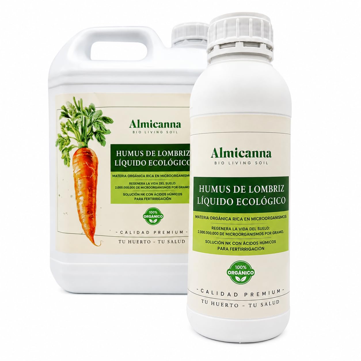 Humus Líquido Orgánico ALMICANNA – Fertilizante Natural con Microorganismos Activos – Mejora del Suelo y Desarrollo Radicular – 100% Origen Natural (5L)