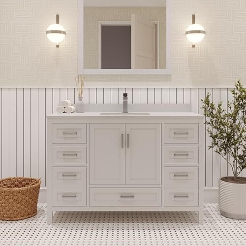 Ayna Decors Rooh 48 Inch White Bathroom Vanity with Sink,