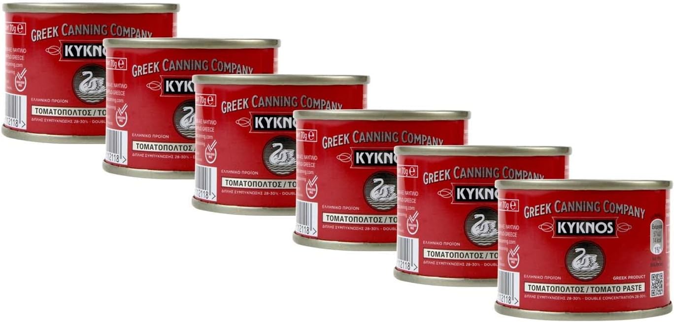 Tomato paste double concentrated 28% 70g (2.46oz). Pack of 6. Kyknos
