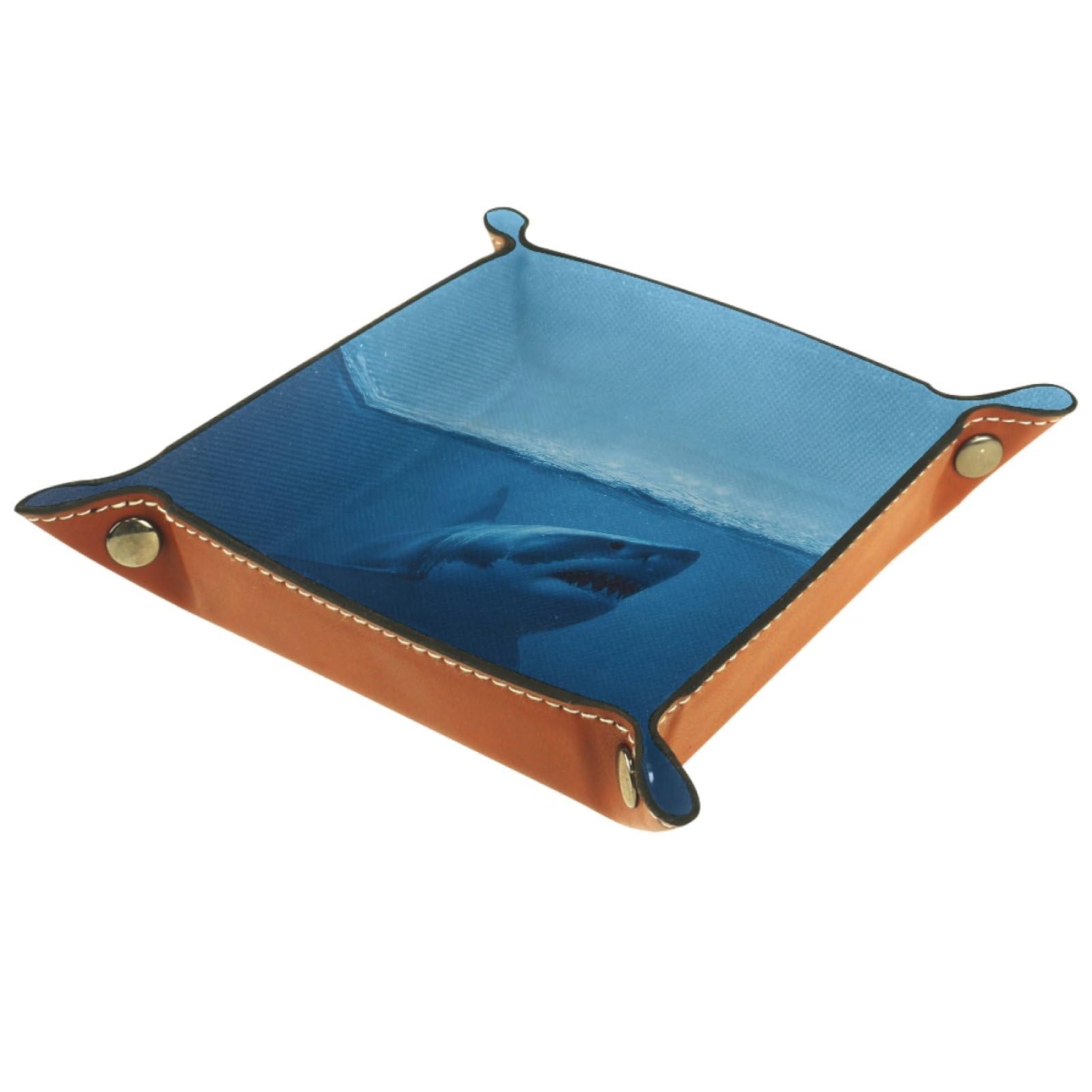 VAPOKF Underwater Shark Portable Folding Dice Rolling Tray, Microfiber Leather Dice Holder for Dice Games Like RPG, DND and Other Table Games