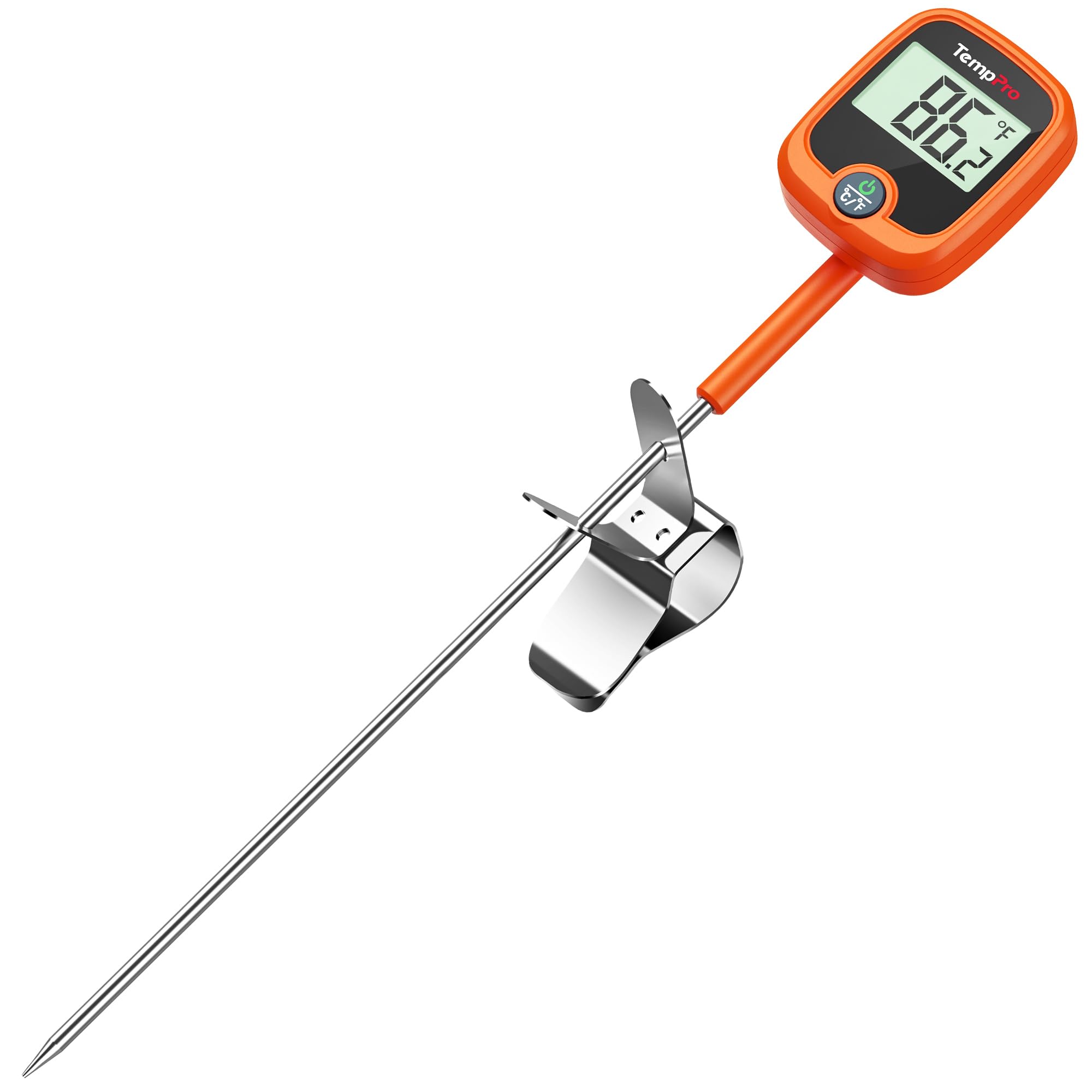 TP509 Candy Thermometer with Pot Clip, 10" Long Probe Instant Read Meat Food Thermometer with LCD, Cooking Oil Deep Frying Thermometer for Candy Syrup Sugar Brewing (Previously ThermoPro)