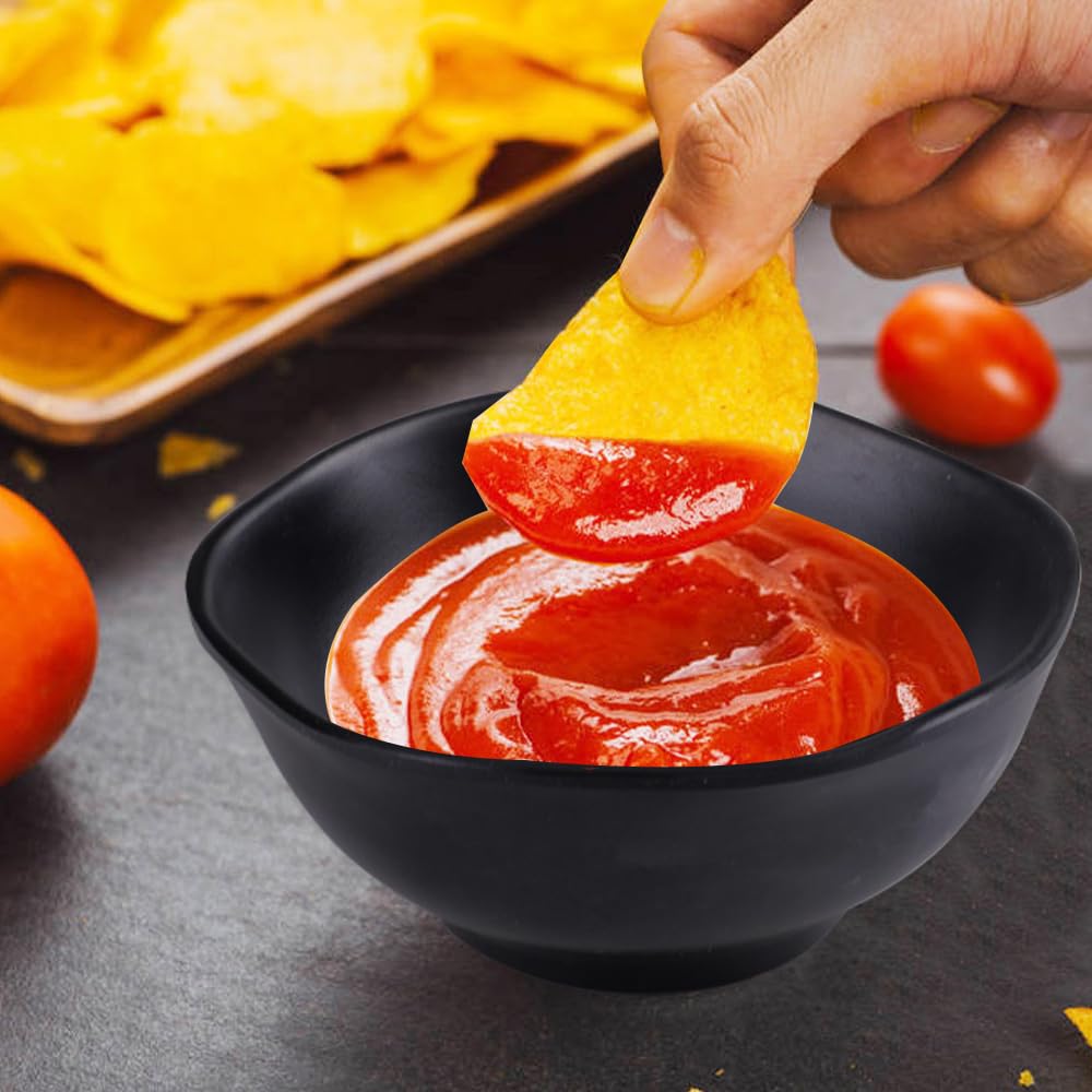 Piccole ciotole per cereali, set da 8 pezzi, colore nero, per bambini, riutilizzabili, per colazione, snack, dessert, salsa, insalata, zuppa (nero)