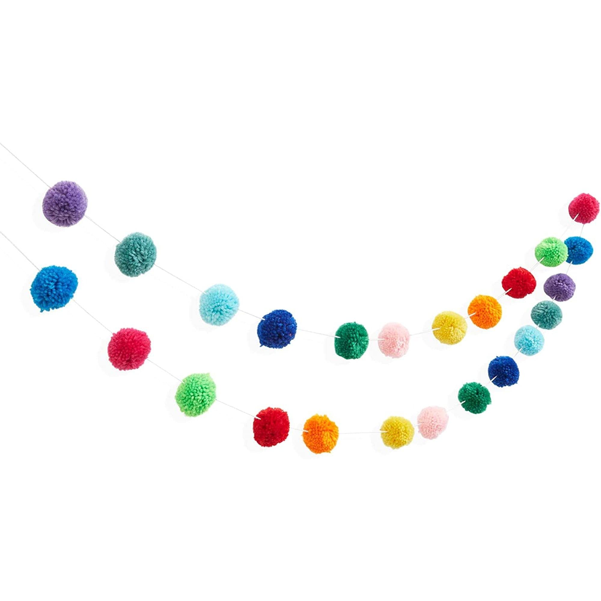 10 Feet Colourful Wool Pom Pom Garland for Rainbow Birthday Decorations (3 m, 24 Balls)