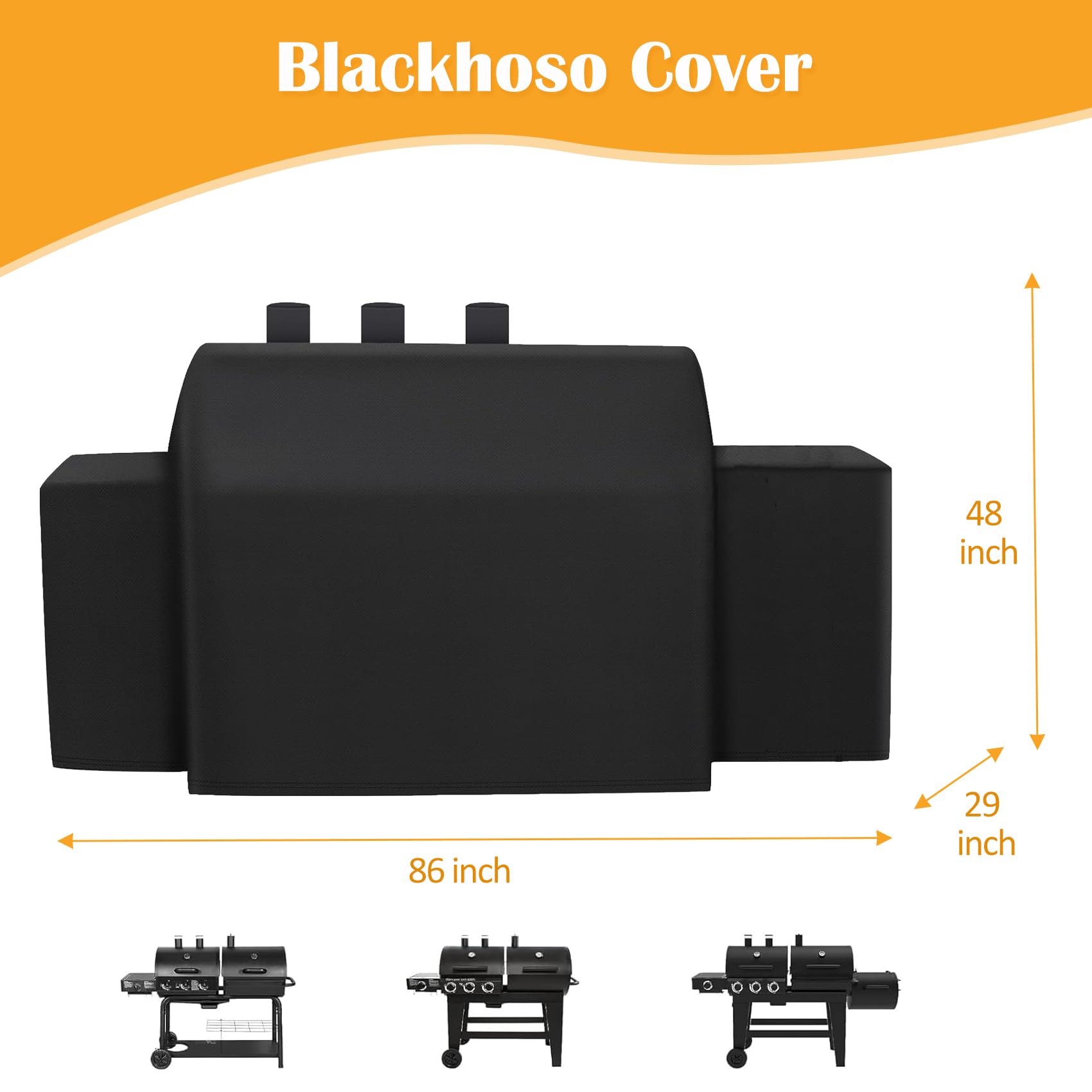 Housse de barbecue pour barbecue Char-Griller Duo 5050/Double Play 5650, Char-Griller à 3 brûleurs extensible à double combustible (gaz propane et charbon) avec fumoir, robuste, imperméable, anti-UV