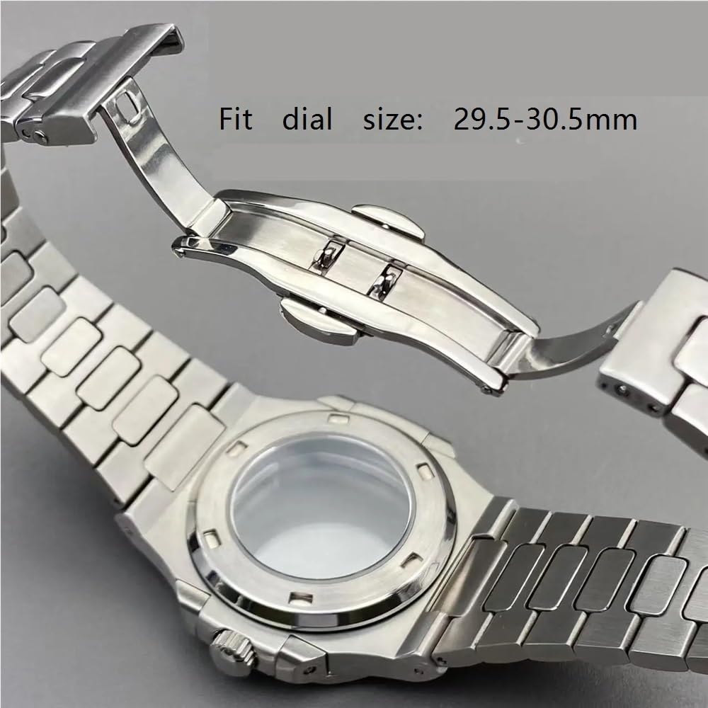 1 set di cassa in acciaio inossidabile con corona a vite, set di accessori for orologi in cristallo zaffiro resistente ai graffi