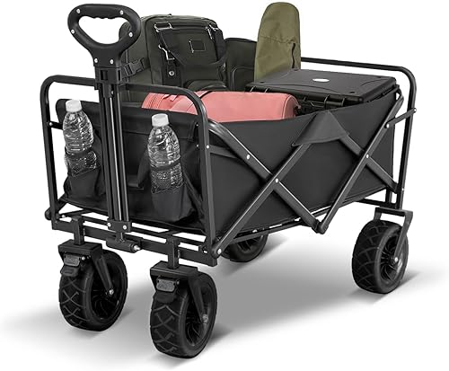 SaSupfe Carrito plegable XXL con freno, marco de acero de aleación de alta resistencia, capacidad de más de 330 libras, ruedas todo terreno para