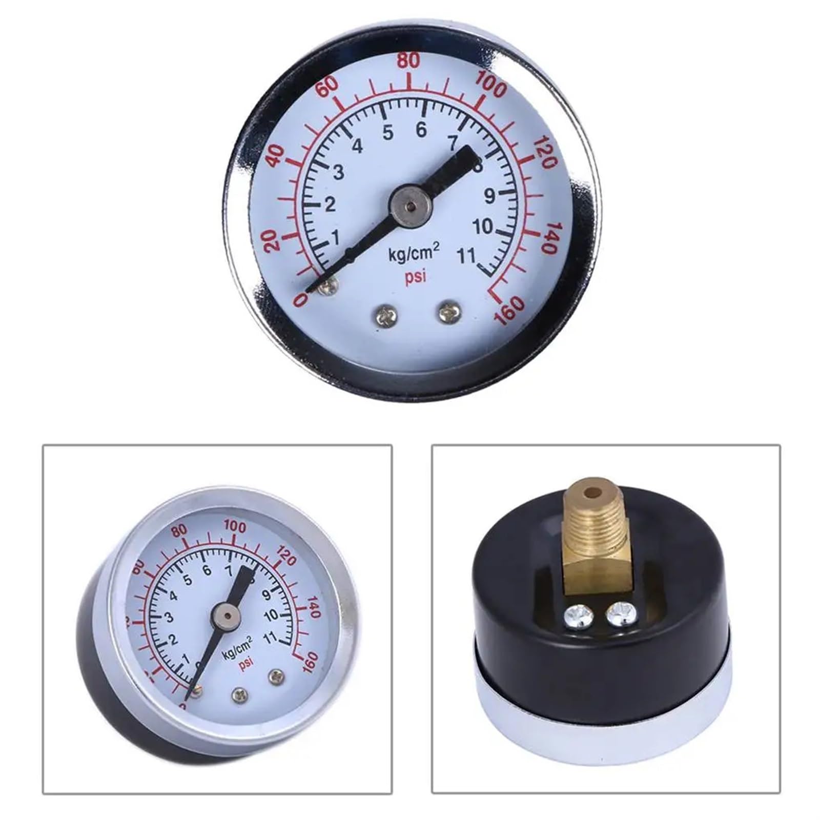 Vakuum-Manometer, 1/8 Zoll NPT 0–160 PSI, hydraulisches Messgerät, Gewindemontage, Manometer, Luft, Wasser, Öl, Gas, Kompressor, Manometer, Druckprüfer