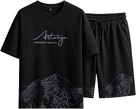 MPTIO Men's Short Sleeve Shorts, Top and Bottom Set, Pullover, Crew Neck, Set Up, Training, Sports