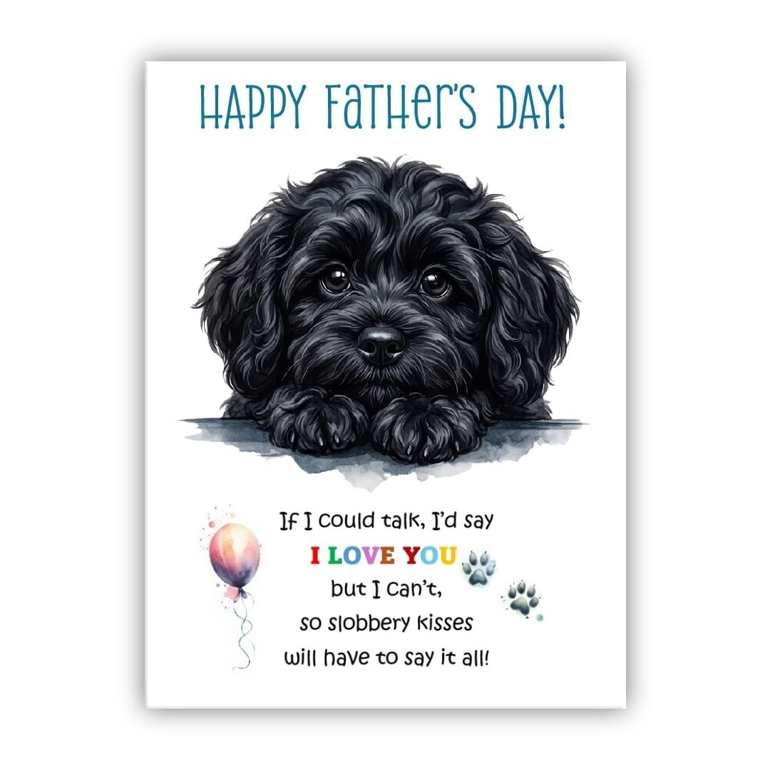 Father’s Day Card From the Dog. Multiple Breeds Available. Cute Fathers Day Pet Card (• Schnoodle Black) — image 1