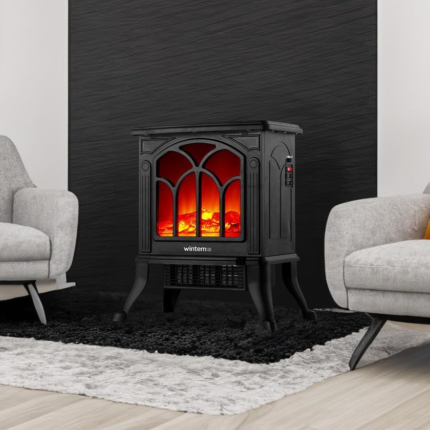 Persefone Caminetto Elettrico da Terra con Effetto Fiamma Realistico - Riscaldamento Rapido 750W / 1500W - Camino Finto con Termostato Controllabile - Design Elegante - per Ambienti Fino a 15m²
