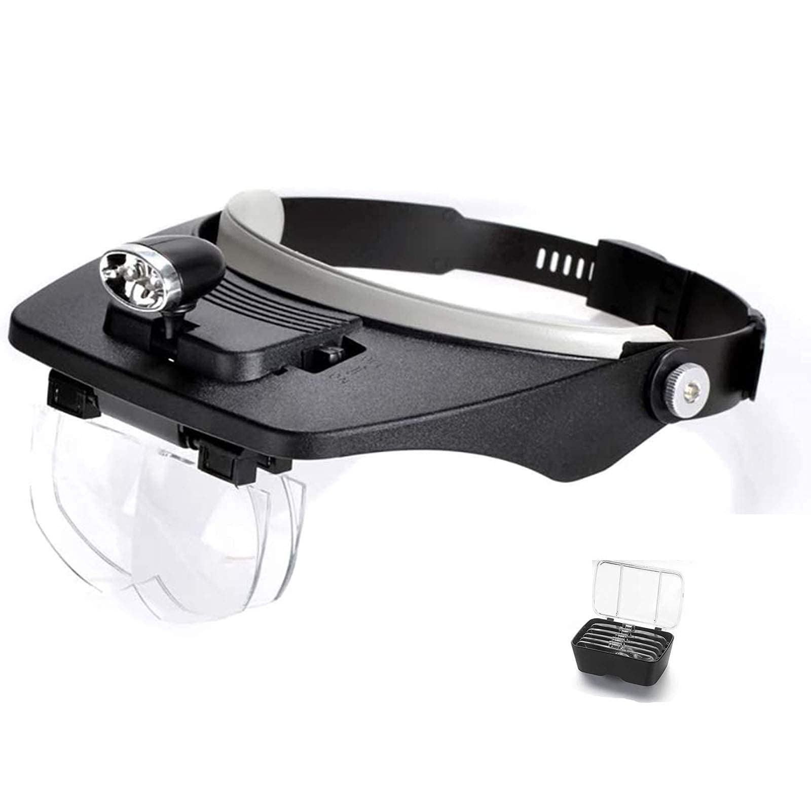 asdchZen Headband Magnifier,Head Mount Magnifier Glasses With 4 Detachable Lenses 2 Professional Loupe Light Hands Headband Magnifying Glass