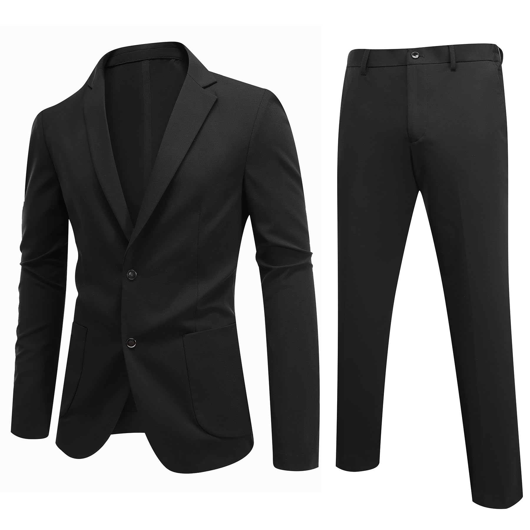 Allthemen Herren Anzug Elastisch 2 Teilig Anzüge Stretch Casual Regular Fit | Hochzeit Business, Sakko Hose, 2 Knopf, Spitzes Revers, Einfarbig, Einreihig, Smoking Set, Modern Fit, Elegant
