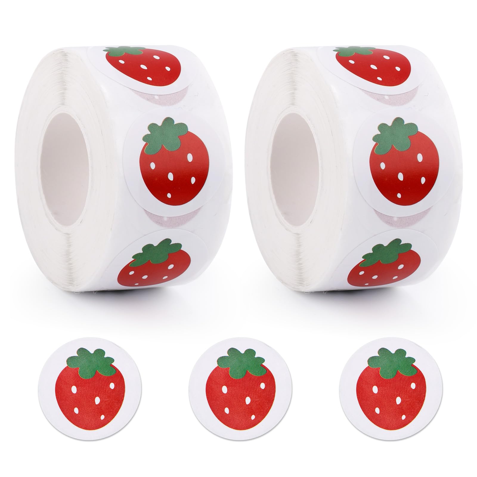 2 Roll/ 1000pcs Strawberry Stickers, Cute Fruit Sticker