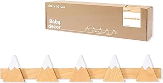 Alondra - Percheros Infantiles Pared - 5 pomos en Forma de montaña Color Madera/Blanco - Colgador Pared Infantil - diseño montañas para Mochilas Abrigos niños Modelo Monty H140