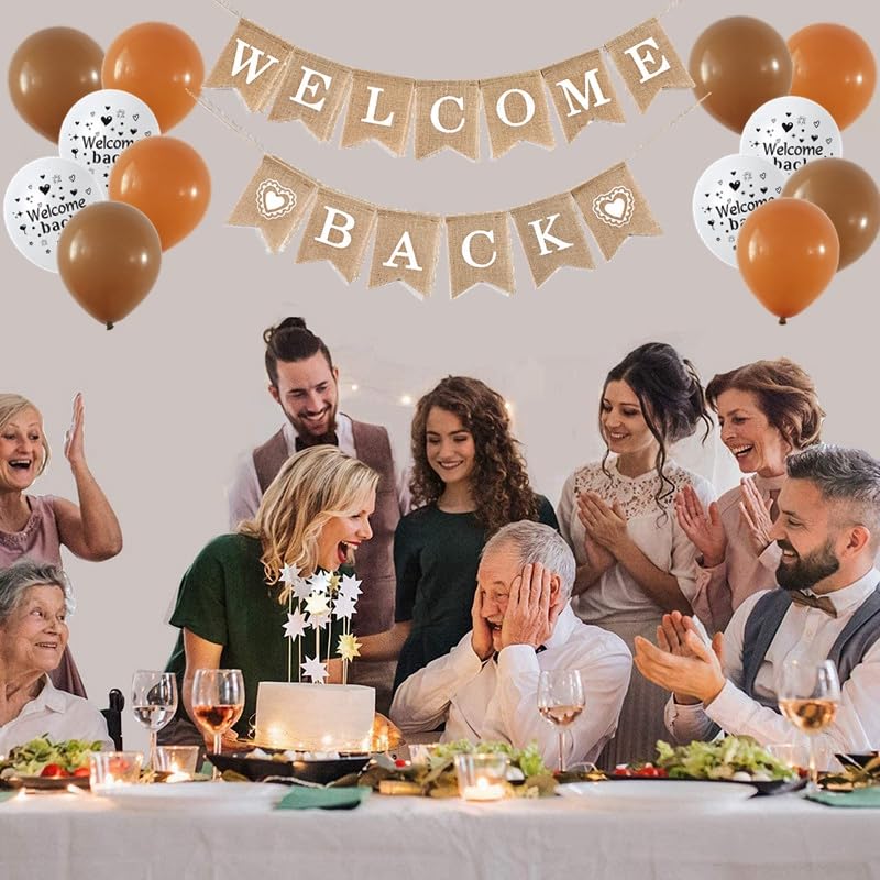 Bannière à La Retour De Bienvenue Welcome Back Lettre Ballon Guirlande De Bannière D'étoile Avec