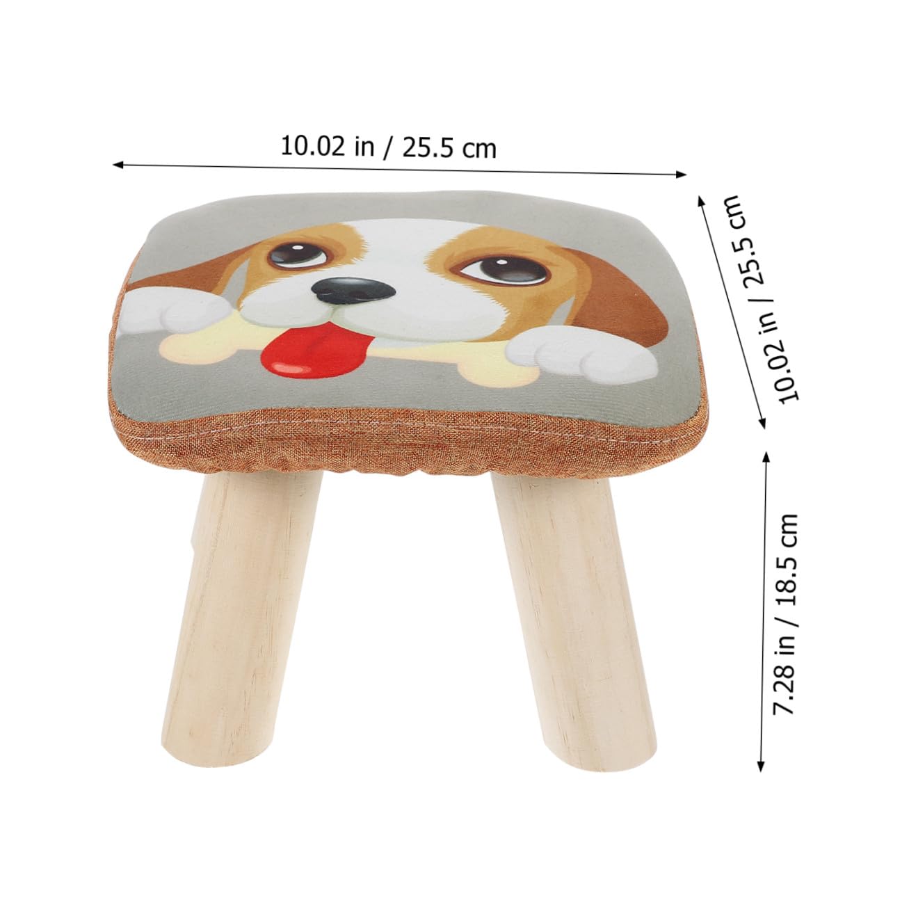 Taburete de Madera Ligero para Niños Funda de Lino y Algodón de Dibujos Animados, Antideslizante y Versátil para Dormitorio o Sala de Estar