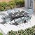 PURPLE LEAF 7 Pieces Outdoor Dining Set Patio Furniture Set with Large Aluminum Table and French Wicker Chairs for Garden Backyard Light Blue Patio Dining Set