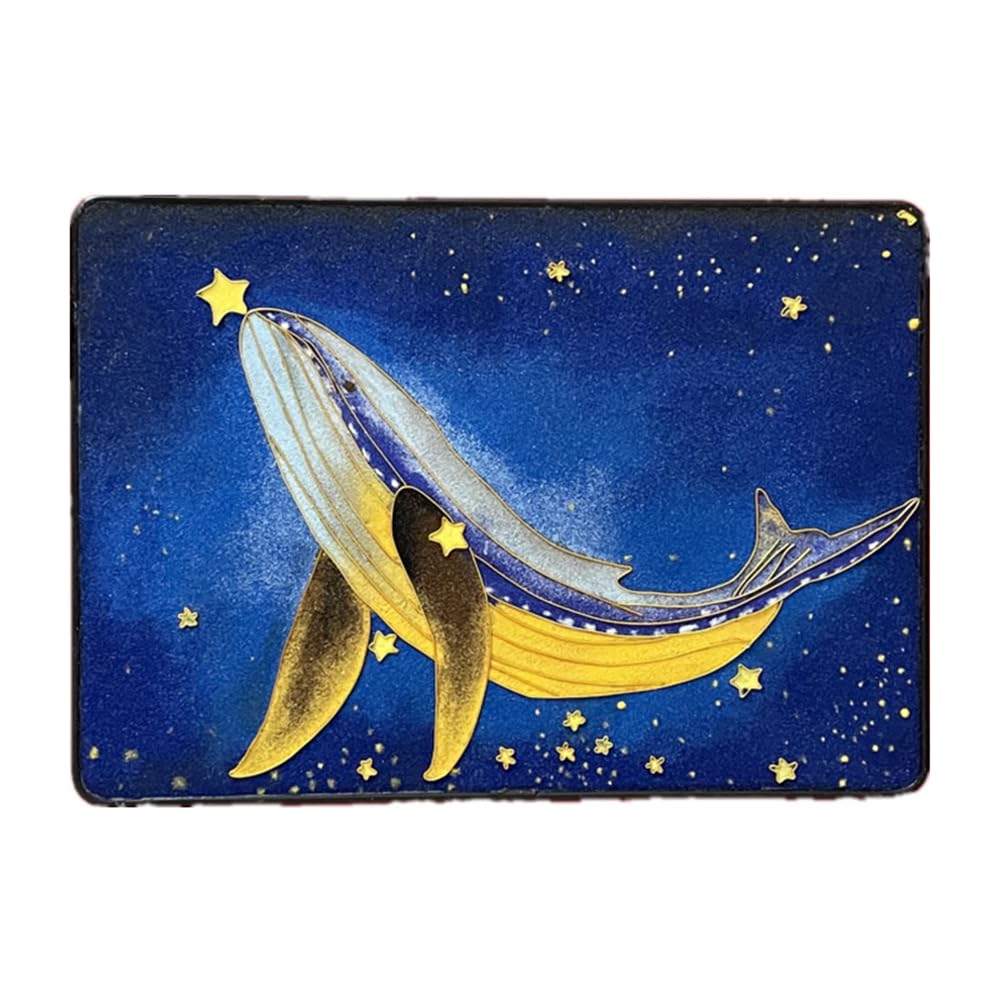 TANZEQI Cloisonne Enamel Painting DIY Kit for Adults Beginners and Kids Healing Sand Art - Serene Blue Whale Under the Starry Night Sky Ornaments with Stent and Frame (Whale A, 12"×16")