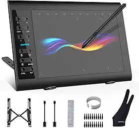XOPPOX Tablet de desenho gráfico, área ativa grande de 10 x 6' com caneta sem bateria de 8192 níveis e 12 teclas de atalho, compatível com PC/Mac/Android OS para pintura, design e ensino on-line