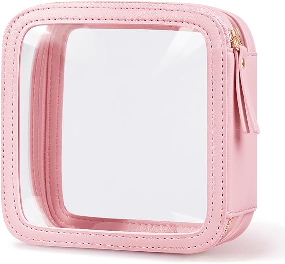 Yeeits Small Clear Makeup Bag PU Leather Transparent Travel