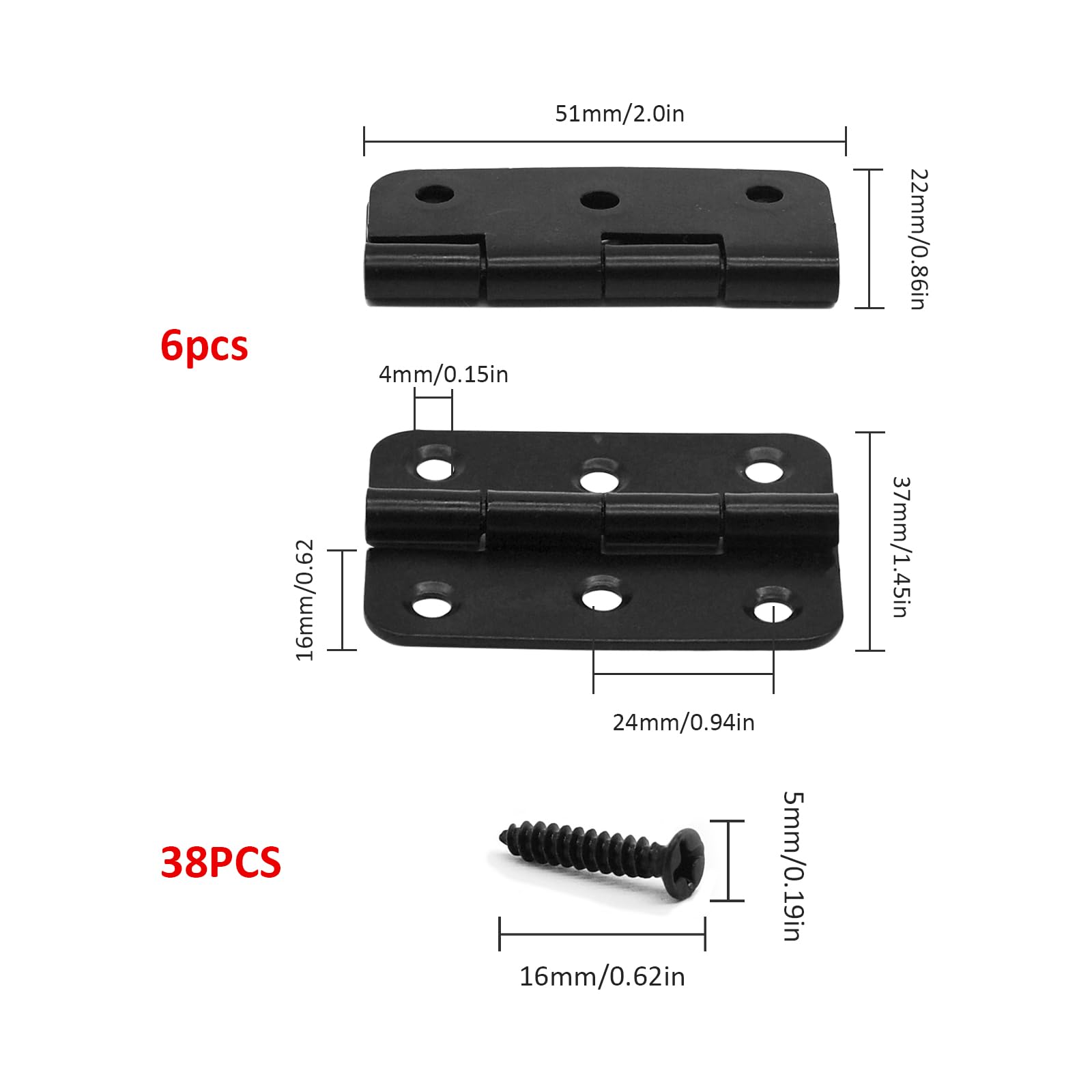 Hinges 6 pcs - Image 2