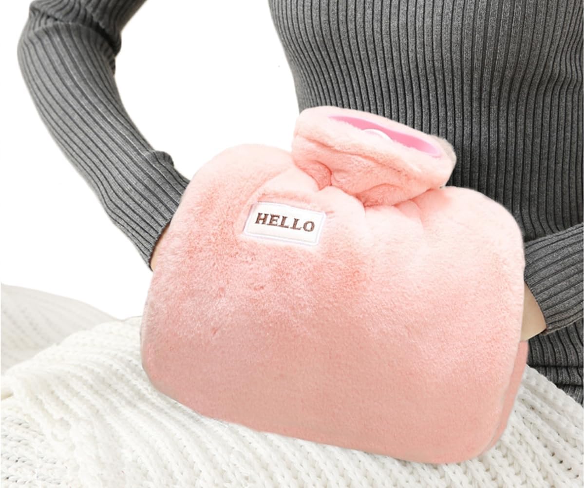 iEasey Hot Water Bottle with Fleece Cover UK 1.2L Winter Hand Warmer