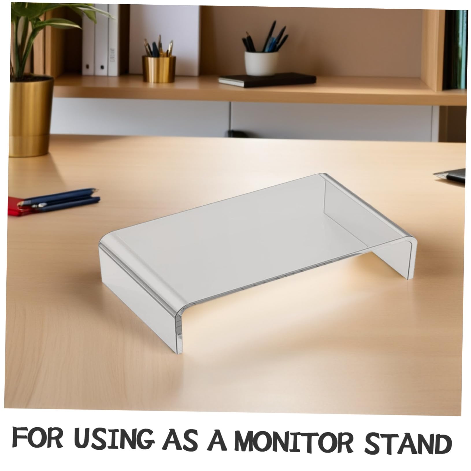 NOLITOY Supporto per Monitor Acrilico Trasparente, Rialzo per Schermo del Computer, Base di Supporto per Pc, per Casa, Ufficio e Scuola, Risparmio Spazio e Postura Ergonomica
