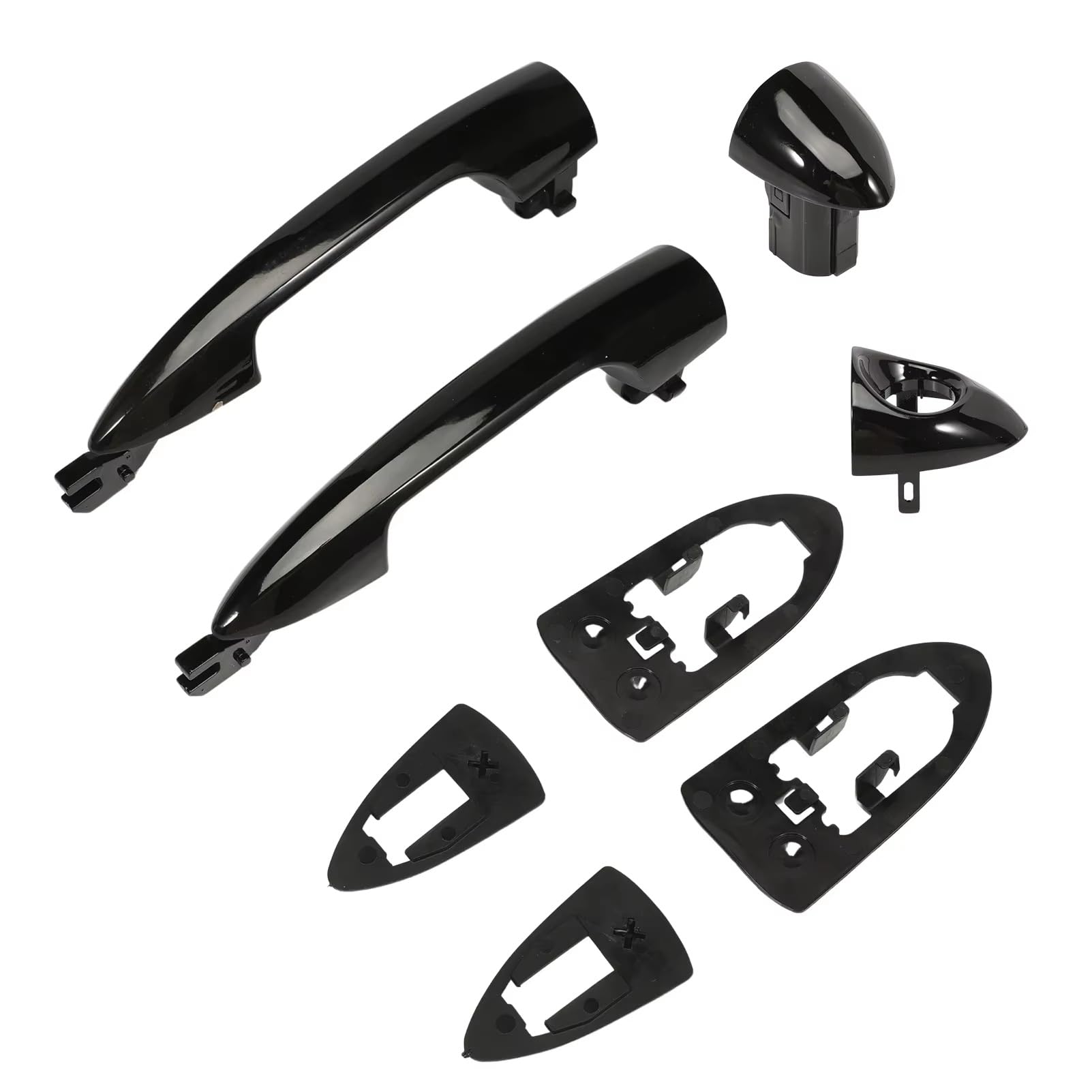 Qjahxkf Replacement Exterior Door Handles 1 Pair Front Rear Black External Door Handles 156145295 156145296 for Alfa for Romeo for Giulietta for Mito for Lancia Y Outer Handle(Front)