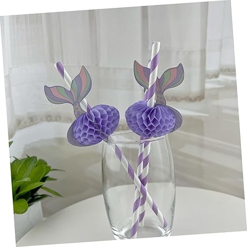 Miniatura 8 de Hemoton Paja de papel, 50 unidades, paja de papel, desechable, recta, sirena, bebidas, decorar, cóctel, pajitas de papel, pajitas de papel, pajitas