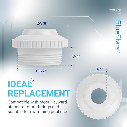 Miniatura 3 de BlueStars Boquillas de chorro de piscina SP1419D Direccional Flow Hydrostream Return Jet Fitting con globo ocular giratorio de apertura ajustable de