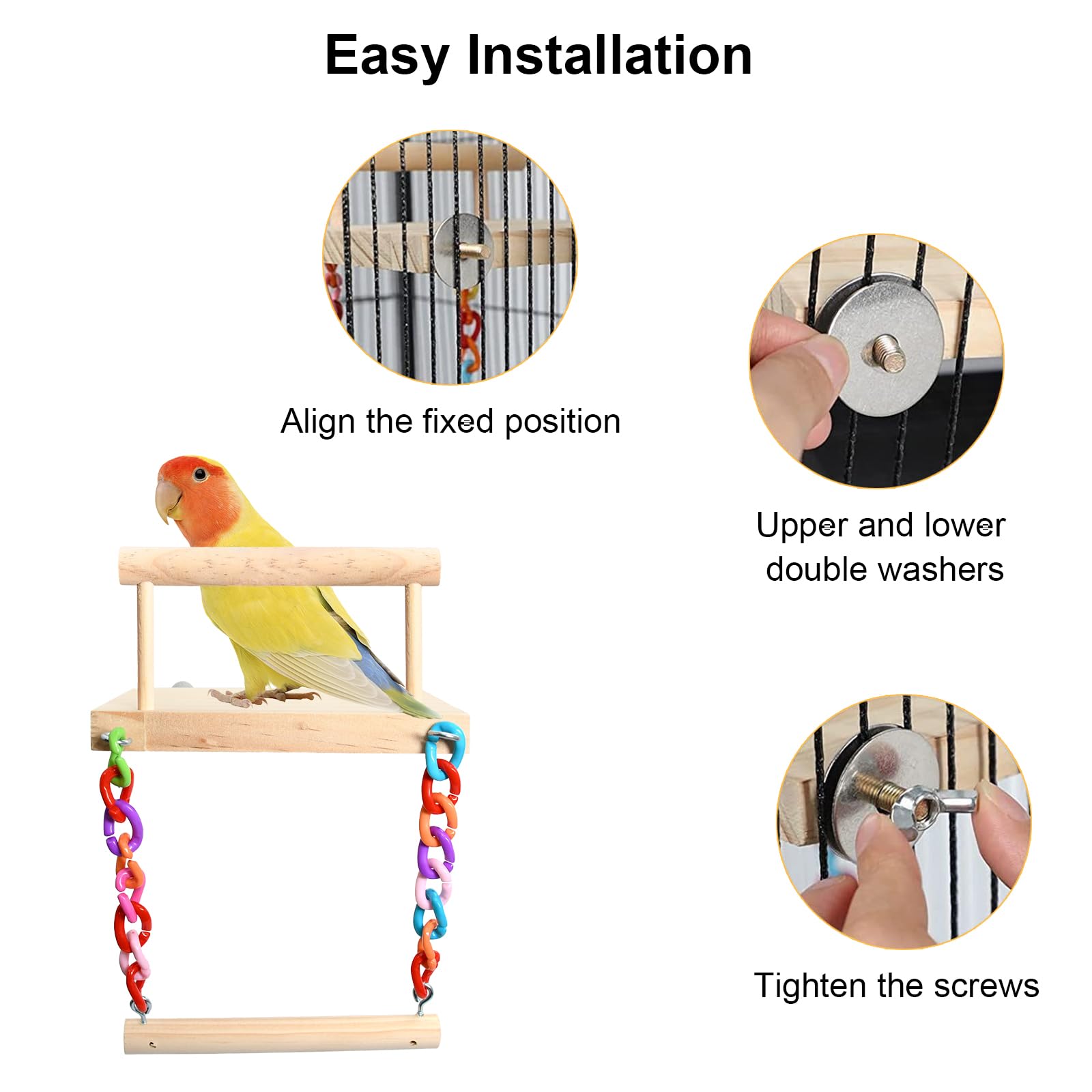 Giocattoli per uccelli per pappagalli e pappagallini - Set di scale e altalene in legno, palestra per pappagalli, altalena per animali, regali per criceti e polli
