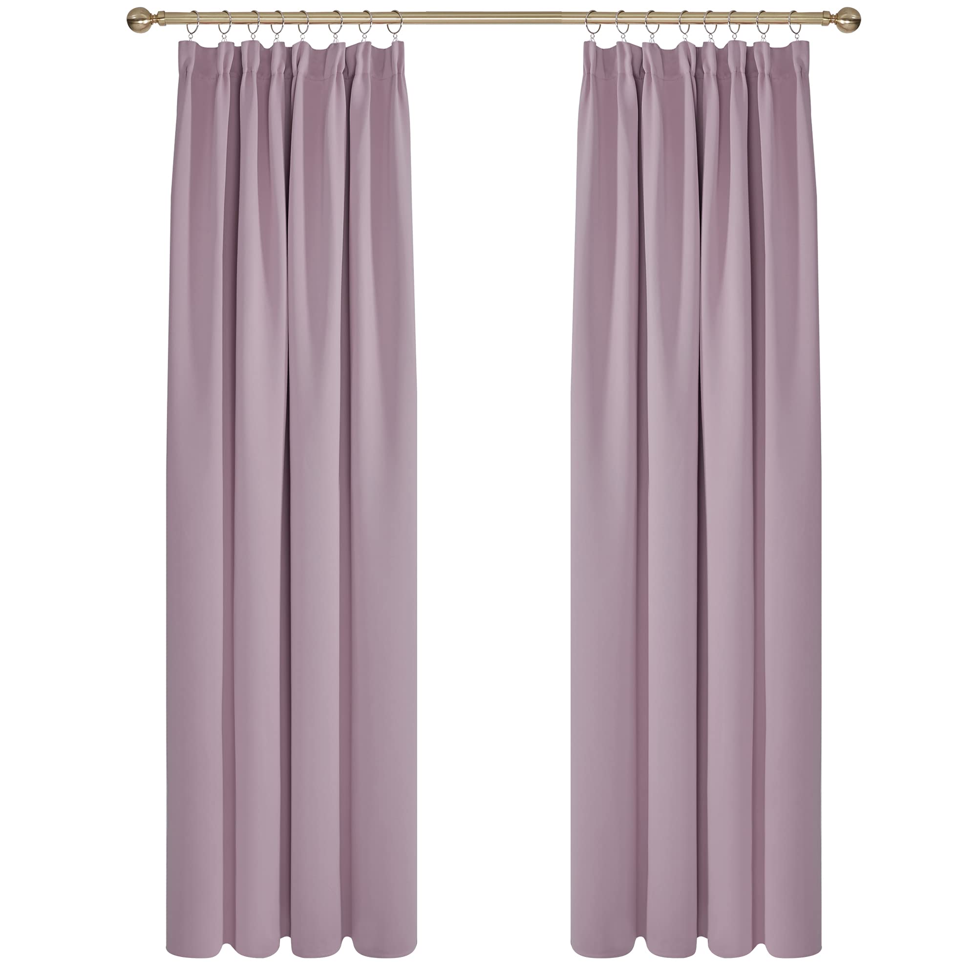 Deconovo Cortinas Dormitorio Moderno Tela Suave Gruesa para Ventanas de Habitación Juvenil con Fruncido 2 Piezas 132x229cm Rosa Claro