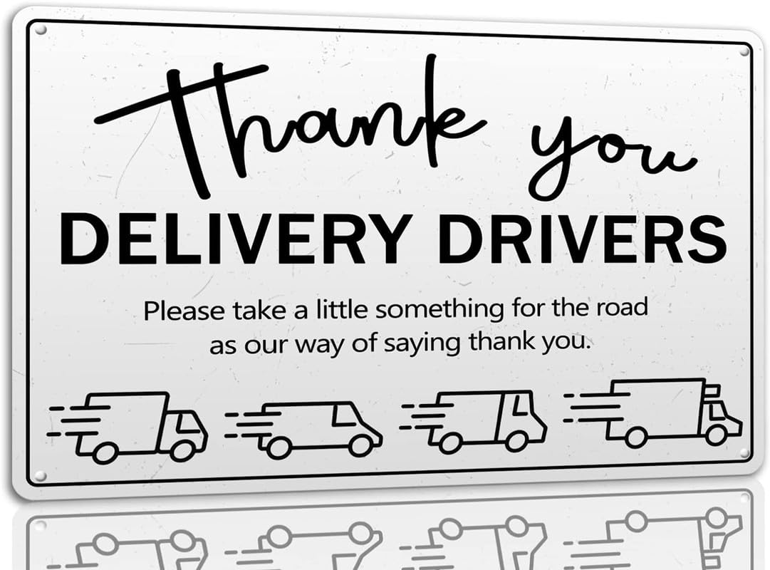 peiyeety Thank You Delivery Drivers Metal Sign Home Door Decor Tin Signs Vintage Decor Signs For Home Cafe Bar Pub Metal Signage 8"x12"