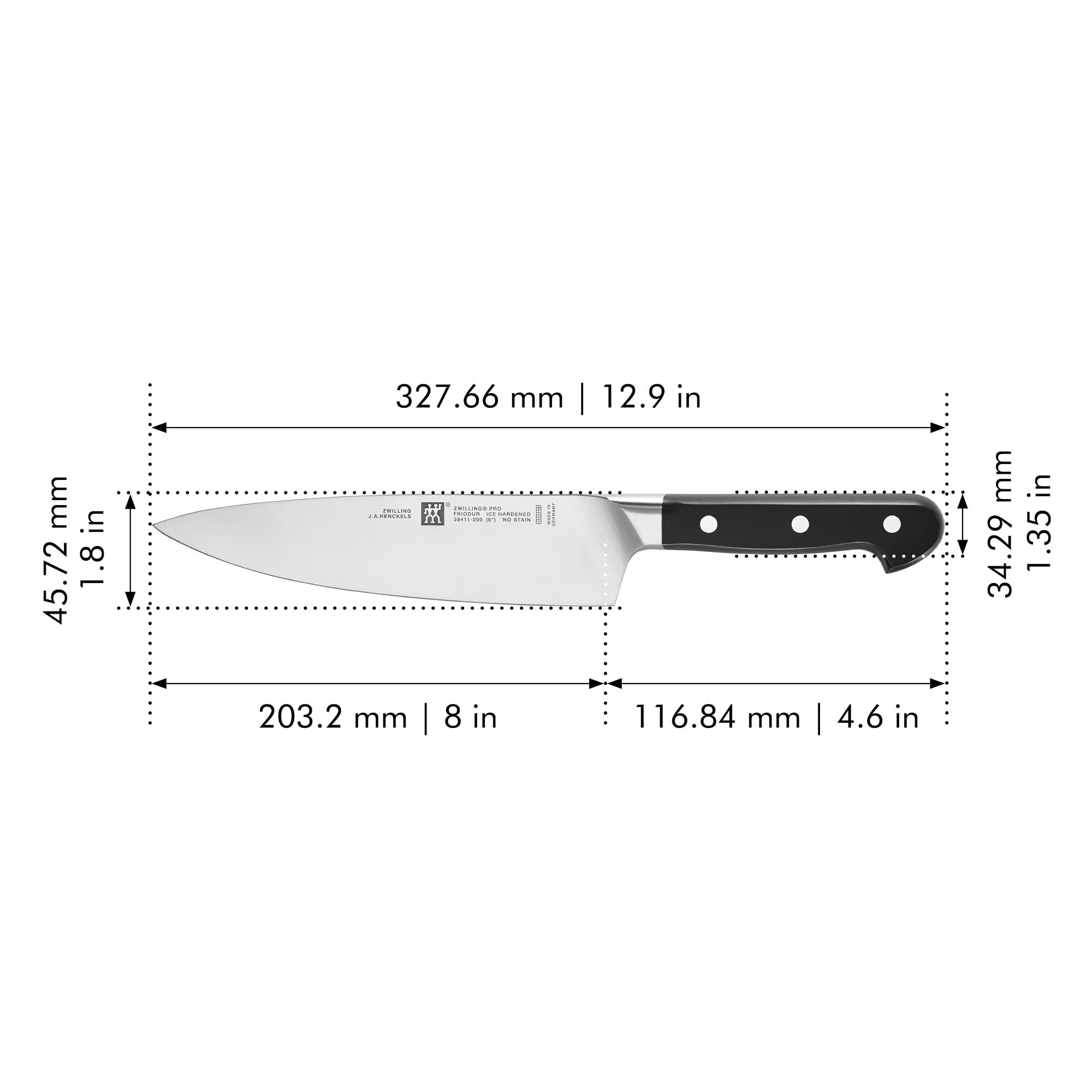 ZWILLING Pro 8-inch Razor-Sharp German Traditional Chef's Knife, Made in Company-Owned German Factory with Special Formula Steel perfected for almost 300 Years, Dishwasher Safe — Amazon image 6